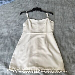 French Connection Cream Dress with Pom Pom Hem